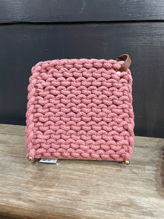 Cotton Crocheted Pot Holders with Leather Loops - 4 Colors!