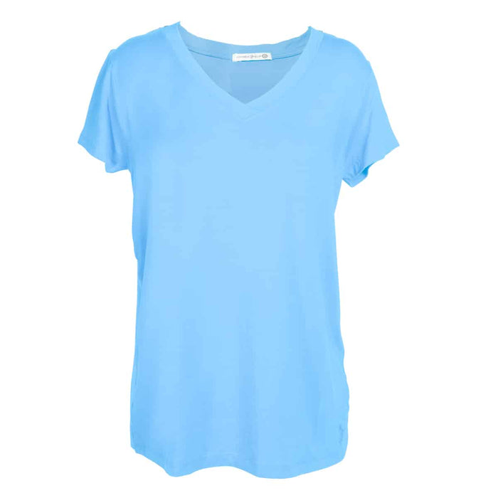 Milky Blue Short Sleeve V Neck Luxe Lounge / Pajama Tee