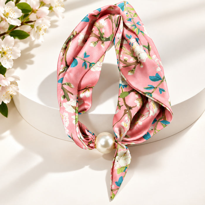 Scarf Necklace w/ Pearl Magnetic Clasp