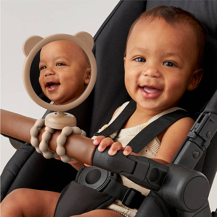 Itzy Peek Stroller Mirror™.  Bendable legs to attach wherever you need it.