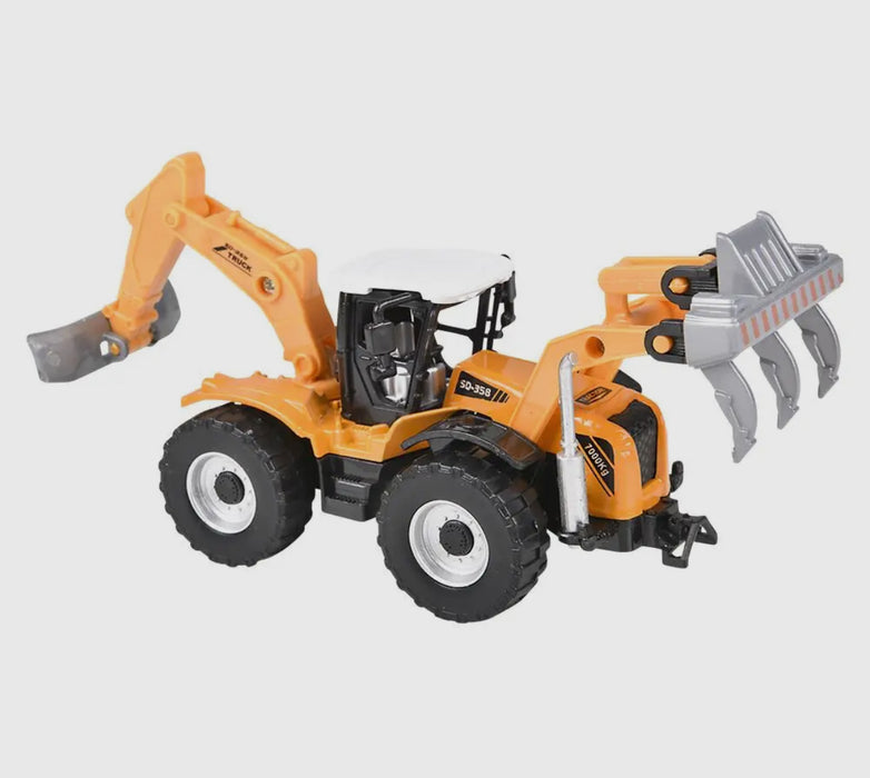 Die Cast Pull Back Farm Tractors.  7"