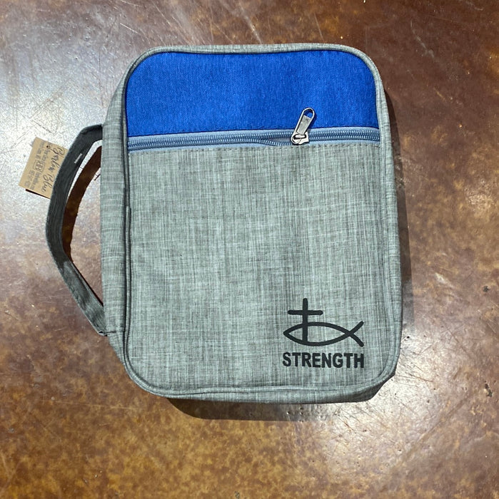 Grey & Blue with Fish Symbol Bible Cover / Carrying Case