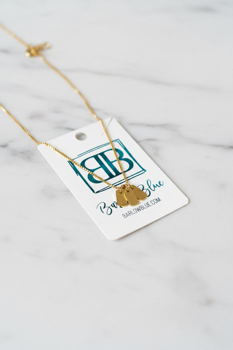 Engravable Triple Gold Charmed Necklace on Chain