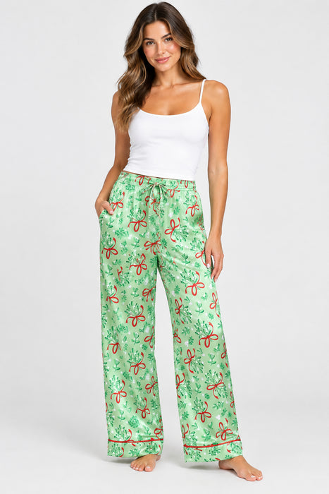 Meet Me Under the Mistletoe Satin Pajama Pants