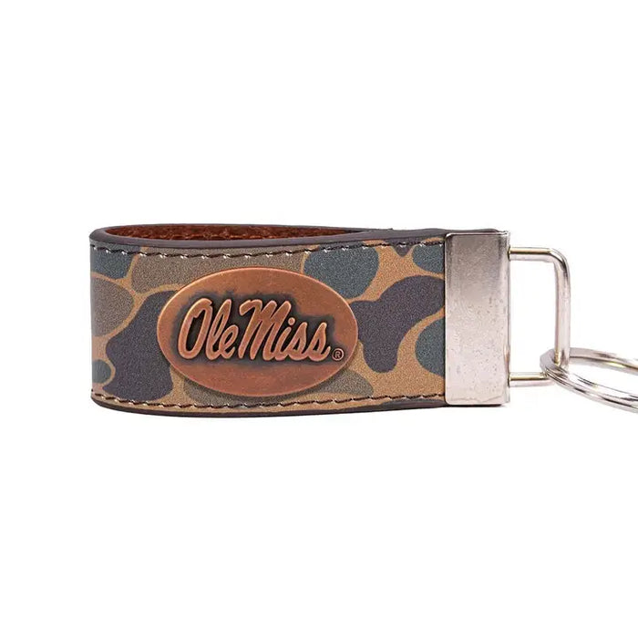 Collegiate Old School Camo Leather Loop Keychain- 2 Styles Available!