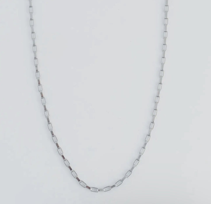 Waterproof Silver 18” Box Chain Necklace