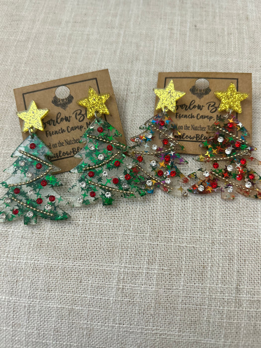 Christmas Tree with Star Earrings - 2 Colors!