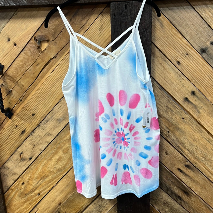 #120 Tie dye spaghetti strap tank - Small & Medium only!