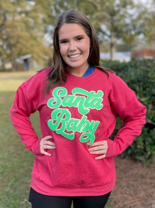 Santa Baby Chenille Patch Sweatshirt - 4 Colors!