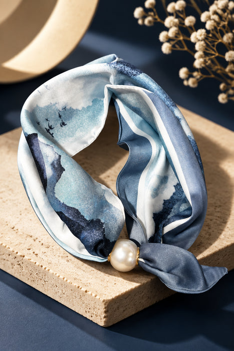 Scarf Necklace w/ Pearl Magnetic Clasp