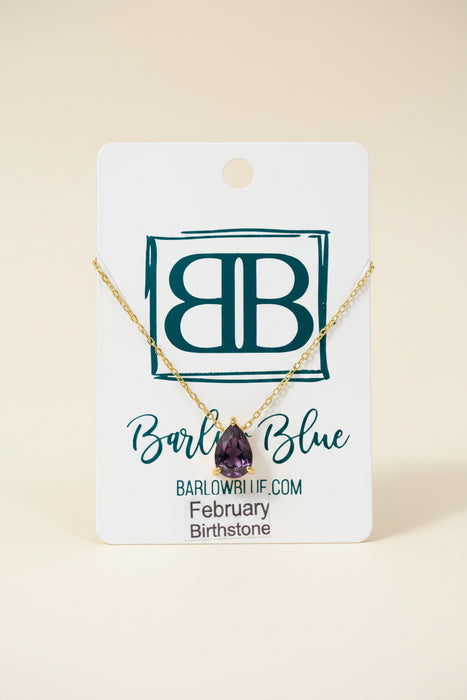 Teardrop Cut Birthstone Necklace with Gold Chain