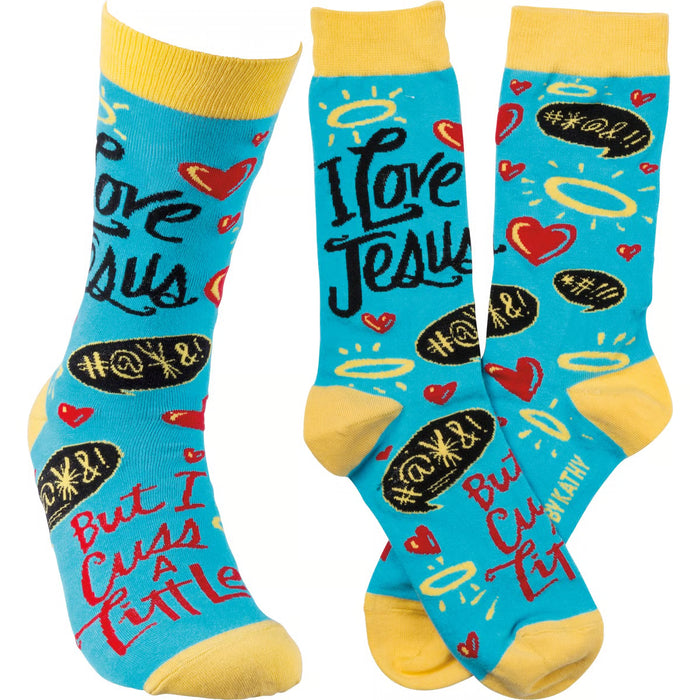 I Love Jesus But I Cuss A Little Socks- One Size fits Most