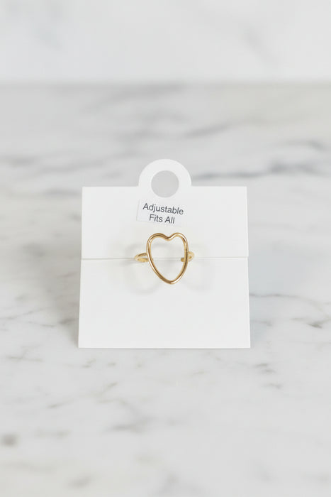 Open Heart Gold Adjustable Ring