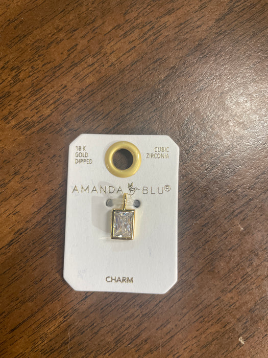 Clear Rectangle CZ Charm - Gold