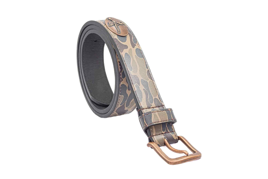 Buck Old School Camo Leather Belt- Available in 6 Sizes!