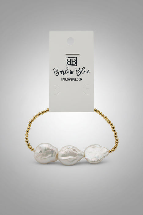 Triple Pearl & Gold Beaded Bracelet