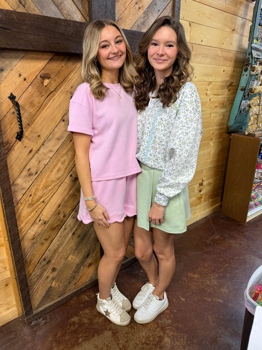 Simply Southern Pullover.  Blue Floral with Cinched Waist.  These Match the Sage Skort We Have.