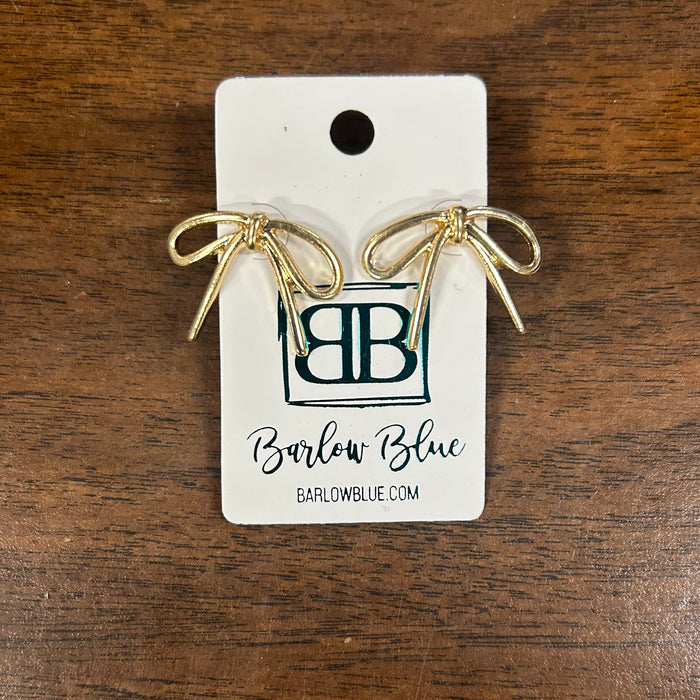 Gold Long Bow Earrings