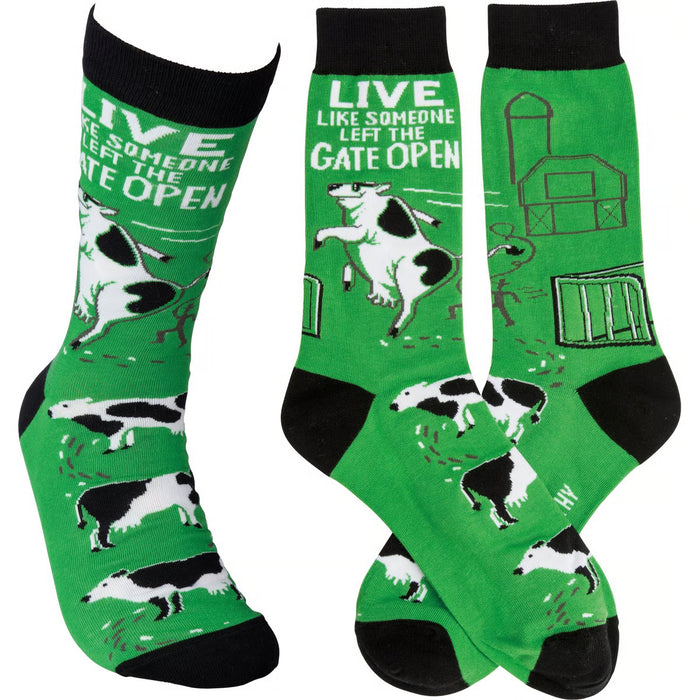 Live Like Someone Left The Gate Open Socks- One Size fits Most