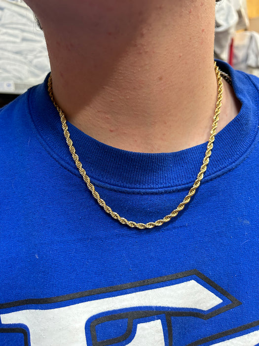Gold Stainless Steel Rope Men’s Chain Necklace - 4 Lengths!