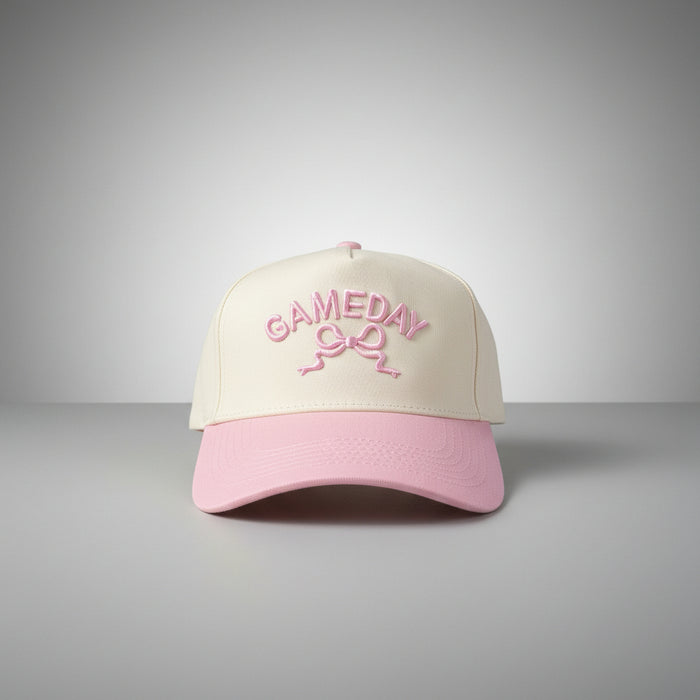 Pink & Cream Gameday Hat With Bow