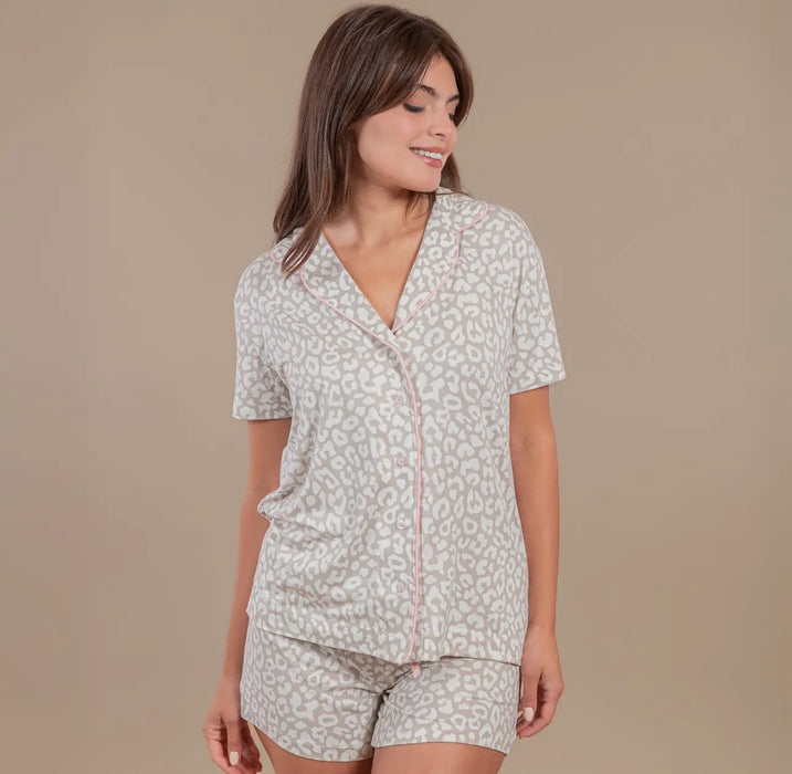 Taupe Leopard Pajama Shorts
