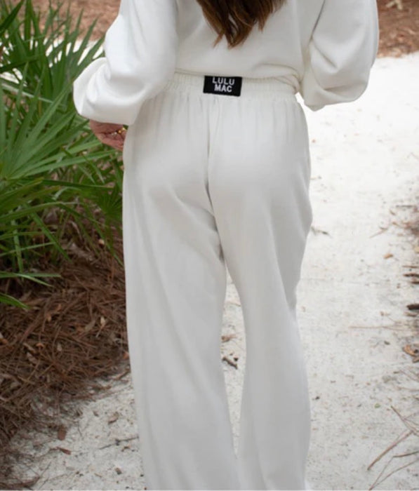 Adult White Lulu Mac Terry Cloth Pants.  THESE PANTS ARE OVERSIZED.  I sized down one size.  30% OFF!