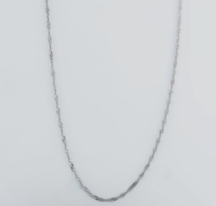 Waterproof Silver 16” Twisted Chain Necklace