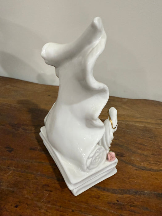Vintage Porcelain Nativity Figurine – “Surely God Is My Help” Scripture Scene