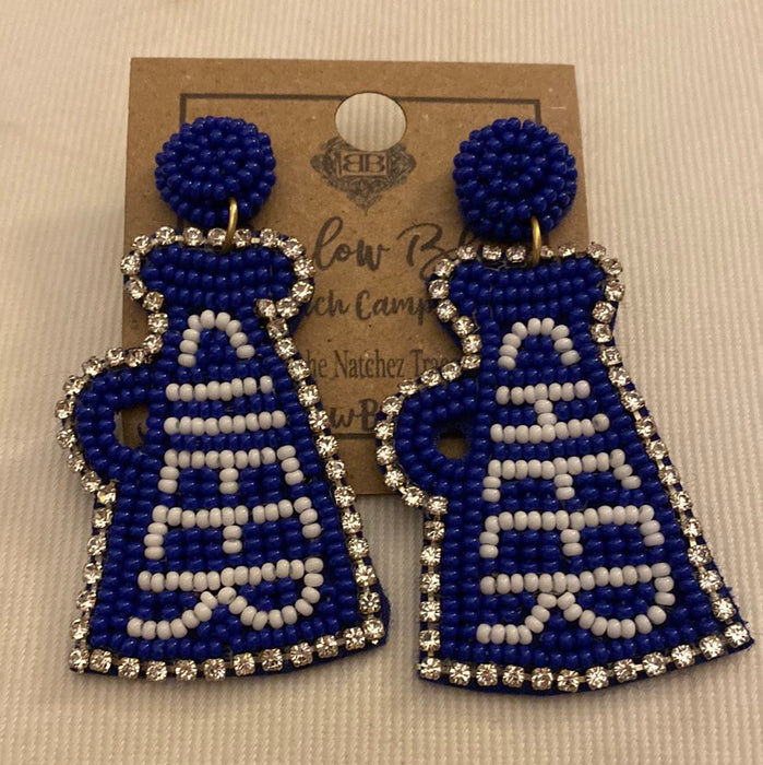 Royal Blue Beaded Cheer Earrings