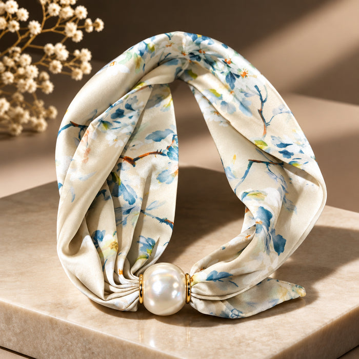 Scarf Necklace w/ Pearl Magnetic Clasp