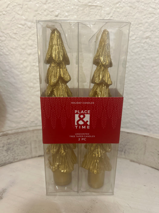 5.6in Christmas Tree Shaped Taper Candles- Pack of 2!