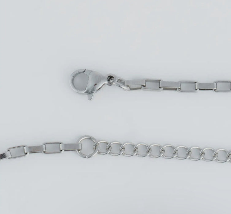 Waterproof Silver 18” Box Chain Necklace