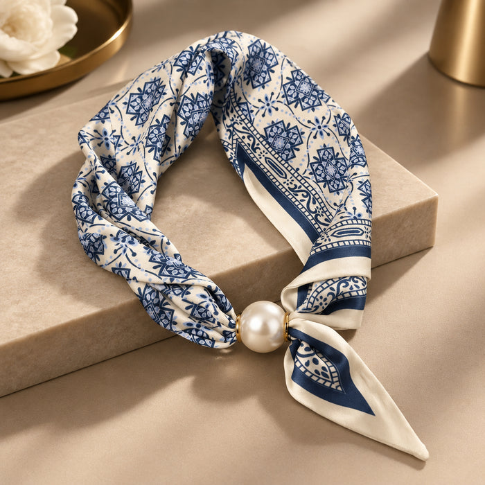 Scarf Necklace w/ Pearl Magnetic Clasp