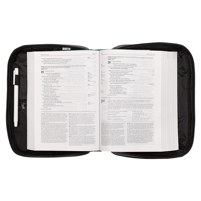 Two-fold Black Faux Leather Organizer Bible Cover XL