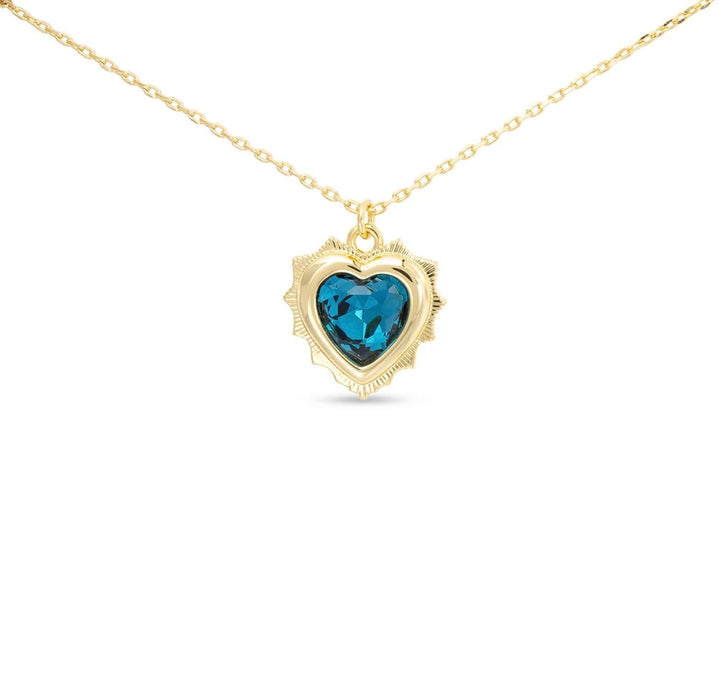 Gold Crystal Birthstone Heart Necklace
