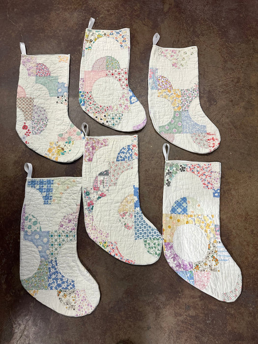 Quilted Stockings with Quilted Table Cloth Backs - 8 Styles! (Personalization Can Be Added for an Additional $10!)