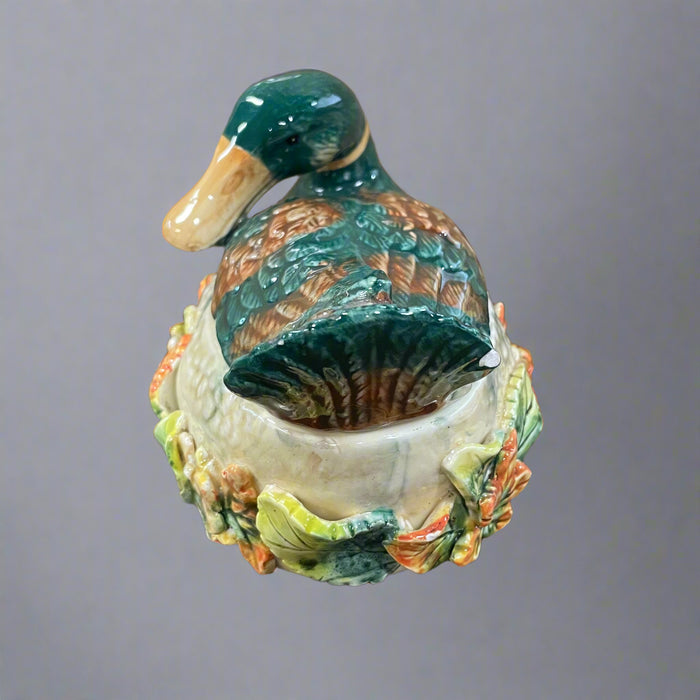 Hand-Painted Ceramic Duck Covered Dish