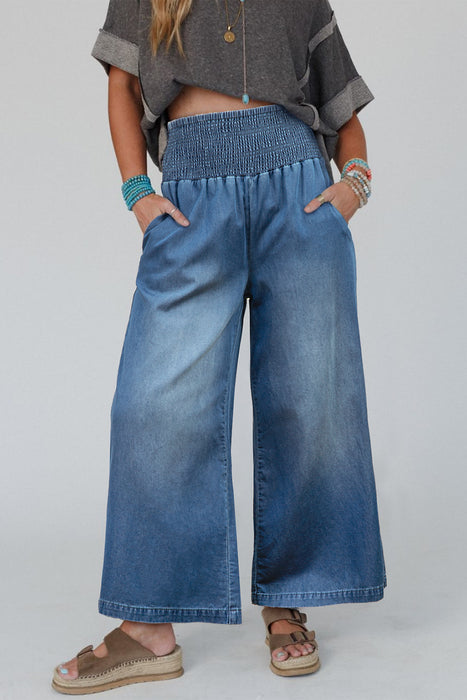 Ashleigh Blue Wide Leg Pants with Smocked Waist