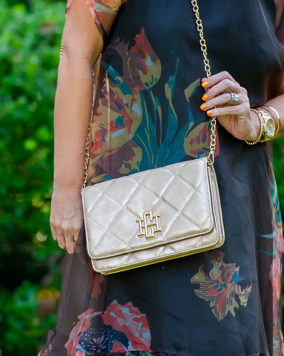Bryn Gold Shimmer Clutch / Crossbody by Caroline Hill