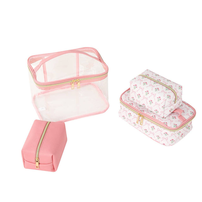 4pc Cosmetic Bags Set.  Choose from Bows or Butterflies.  Perfect for Graduation Gifts!