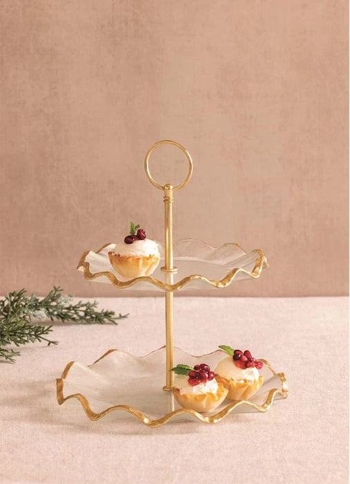 Gold Glass Tiered Server by Mud Pie