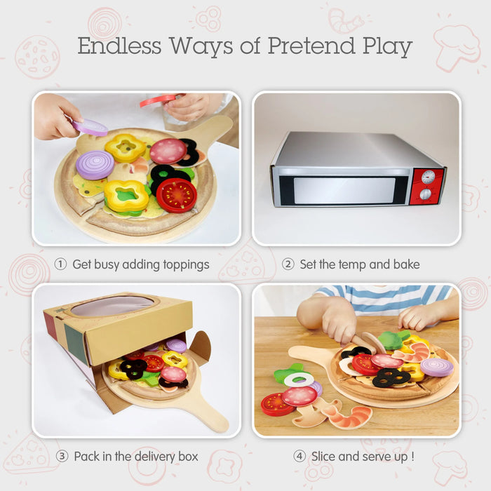Kitchen Perfect Pizza Food Playset, 2-In-1 Pizza Oven & Delivery Box, 29 Pieces