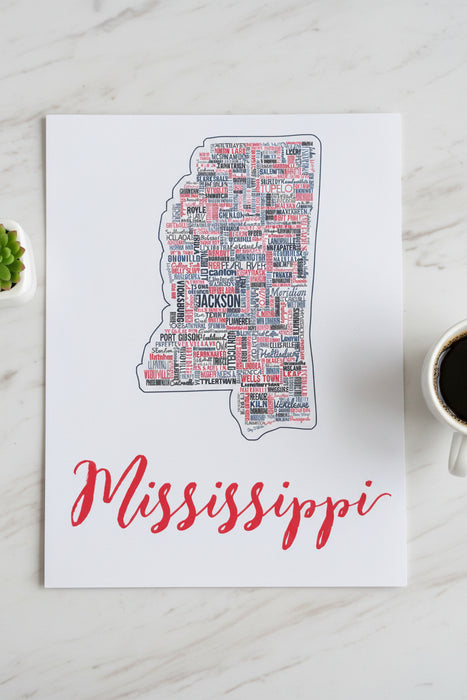 Mississippi State Cities Note Card Pack. 6 Note Cards each, Envelope Included