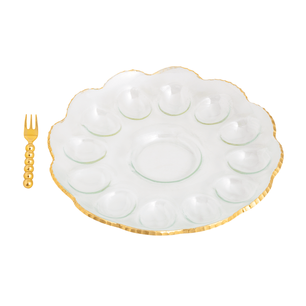 Gold Glass Deviled Egg Tray