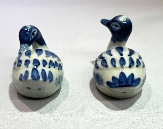 Blue & White Ducks Salt and Pepper Shakers.  Set of 2.