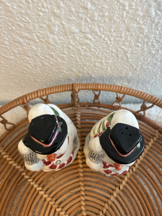 Vintage Christmas Snowman Salt & Pepper Shakers- Sold as a Set