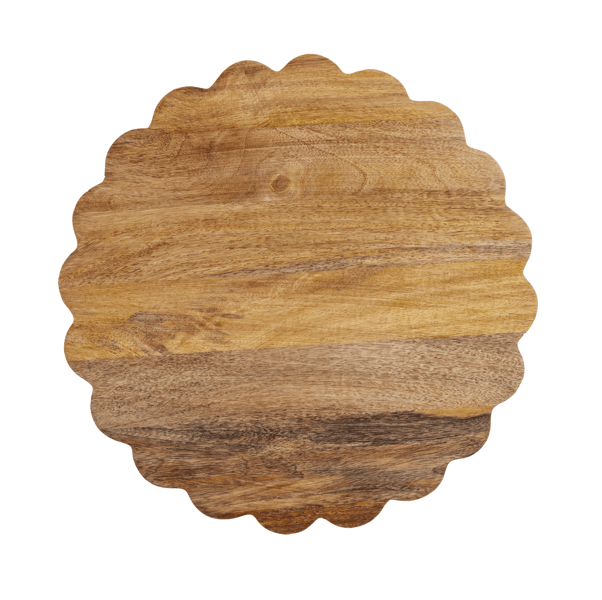 Wooden Scalloped Lazy Susan with White Base
