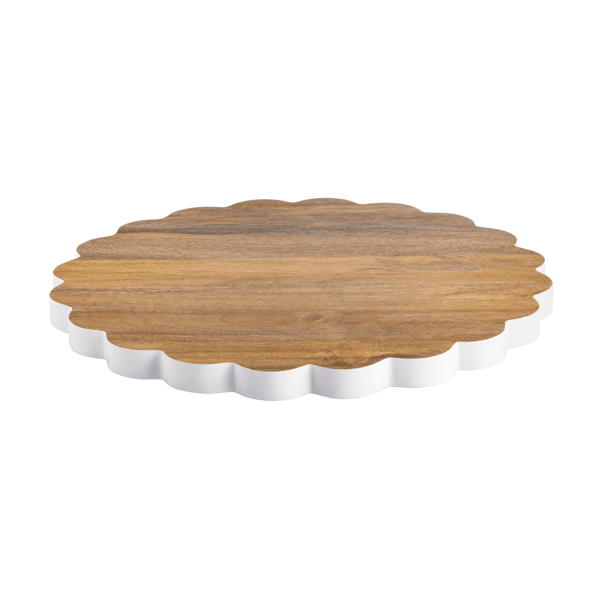 Wooden Scalloped Lazy Susan with White Base