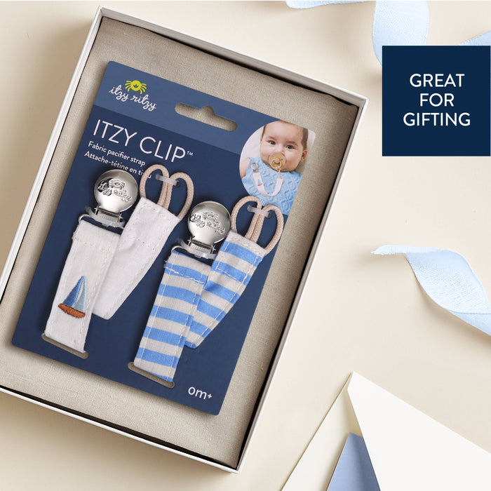 Itzy Clip™ - Fabric Pacifier Strap: Nautical